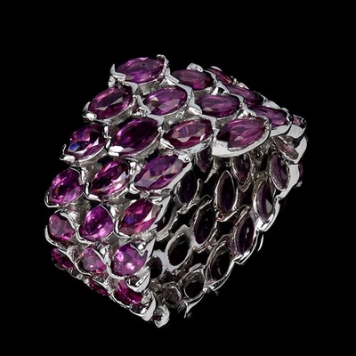 Anillo de plata de ley 925 marquesa rodolita granate piedras preciosas naturales joyería talla 7 Foto 1 de 4