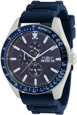 Invicta Men's 38401 Aviator Quartz Chrono 3 Hand Blue Dial Blue Silicone Watch - image 1 of 4