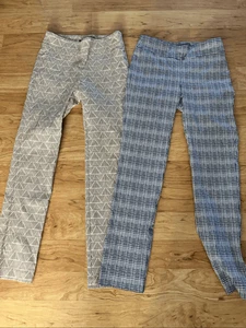 Pantalones de pierna recta J. McLaughlin talla 4 Gingham elásticos azul marino/blanco a cuadros - Imagen 1 de 6