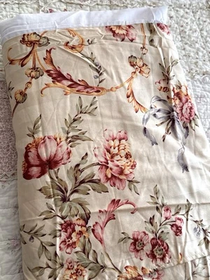 NWOT Charter Club King Damask Designs Stripes Floral Bedskirt Dust Ruffle Beige - Image 1 of 4
