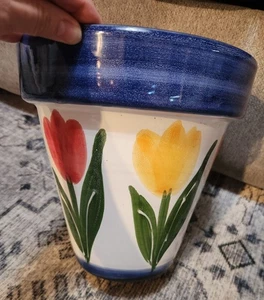 Villa Imports 9 Zoll handbemalter Blumentopf mit Blumenmuster Hergestellt in Spanien - Bild 1 von 3