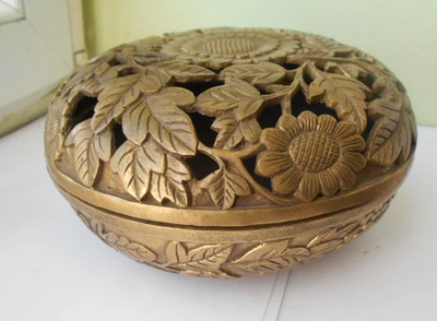 old, ancien  brule parfum encens burner  BRONZE  signé mark,  chine asia china - Photo 1/4