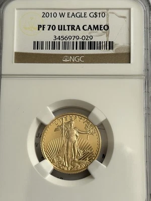 2010 W American 1/4oz Gold Eagle Coin $10  NGC PF70 Ultra Cameo - Image 1 of 4