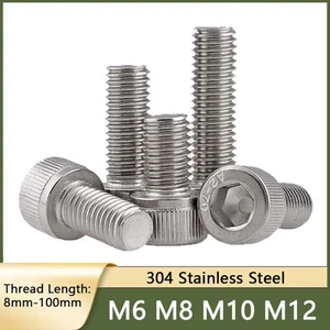 M6 - M12 Fine Thread 304 Stainless Steel Hex Hexagon Socket Bolts Cap Head Screw - Picture 1 of 7
