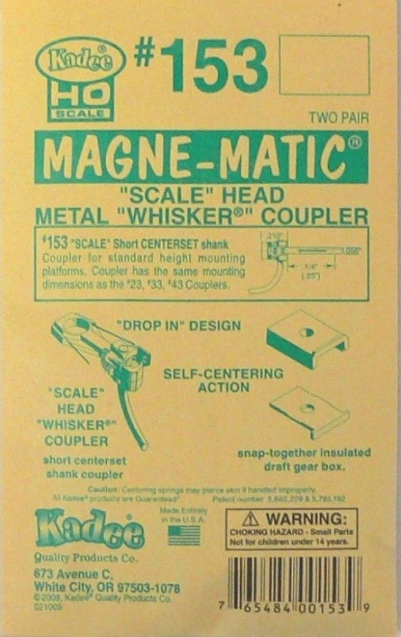 Acoplador Magne-matic metálico Kadee escala HO #153 "Bigote" (corto 1/4") "escala" Foto 1 de 1
