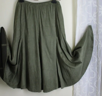 Coldwater Creek Sz 2X Green Moleskin Full A-Line Sweeping Skirt Mid-Calf - Image 1 of 4