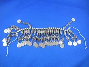 ANTIQUE MIDDLE EASTERN SILVER COIN HEADBAND NECKLACE - Picture 1 of 6