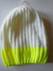 Gap Kids Ribbed Beanie Size Small Yellow White Winter Hat Accessory New NWT - Picture 1 of 12