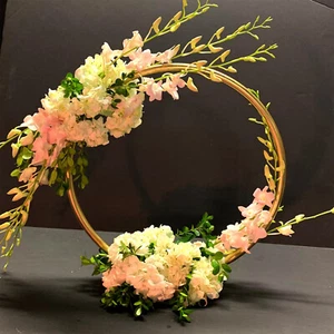 20" Gold Round Circle Ring Moon Hoop Wreath Table Wedding Centerpiece - Picture 1 of 7