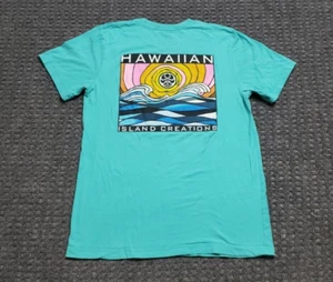 Hawaiian Island Creations MEDIUM T-Shirt türkis blau meliert braun Surf Kunst - Bild 1 von 16