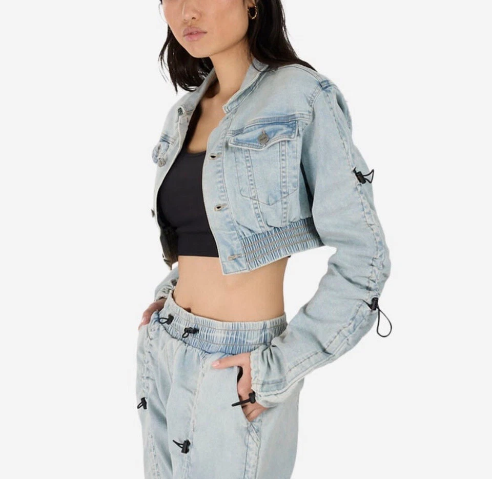 Chaqueta de mezclilla recortada Smoke Rise Multi Bungee precio de venta sugerido por el fabricante 85 USD Foto 1 de 4