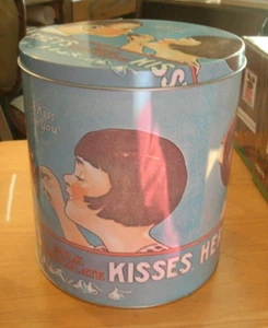 Hershey's Kisses "A Kiss For You" Milk Chocolate Decor Tin Canister 2008 Empty - Picture 1 of 2