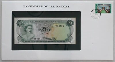 Bahamas 1981 Dollar Bank of all nations. 25 Cents stamp canc RC0572 Fish combine - Image 1 of 2