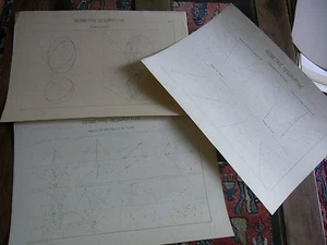 N06 3 planches dessin XIXème Ecole Nat Arts & métiers Aix Géométrie Barthas - Imagen 1 de 12