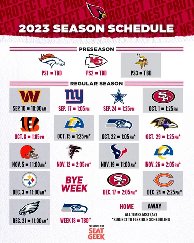 Arizona Cardinals 2023 Season Schedule NFL 8x10 Photograph Print Cover