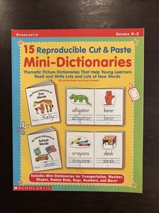 15 REPRODUCIBLE CUT & PASTE MINI-DICTIONARIES: THEMATIC By M'liss Brockman VG - Picture 1 of 2