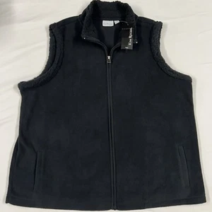 Kim Rogers Petite Zip-Up Sleeveless Fleece Vest Black Women's PXL - Picture 1 of 11