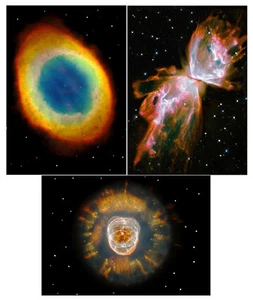 3 Nebulosas - Nebulosa Anillo, Nebulosa Esquimal y Mariposa - Postal Lenticular 3D - Imagen 1 de 1