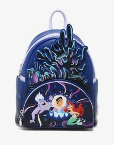 LOUNGEFLY THE LITTLE MERMAID URSULA'S LAIR Glow In The Dark MINI BACKPACK NWT - Picture 1 of 8
