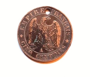 Französische 1855 5 Cent Napoleon 111 Münze - Bild 1 von 2