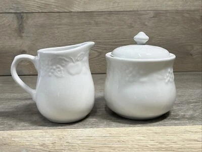 GIBSON Ceramic White Creamer and Lidded Sugar Dish 2 Piece Serving Set - Image 1 of 4