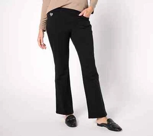 Quacker Factory DreamJeannes Flat Waistband Bootcut Jeans,Black X-Small A625713 - Picture 1 of 7