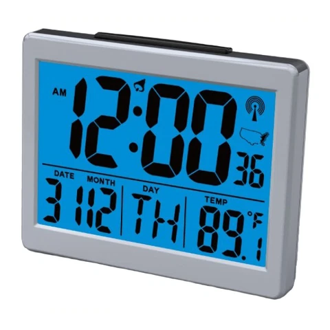 Jumbo Large LCD Display Atomic Alarm Clock - Low Vision, Desk, Travel Cover