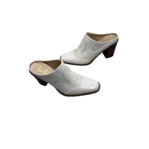 Lulus Lulio bianco multi punta quadrata tacco western mules donna taglia 6 boho - Foto 1 di 10