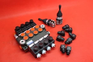 Monoblock Hydraulikventil Ventil 4-fach elektrische 12 V 50 l/min + 2 x Joystick - Picture 1 of 10