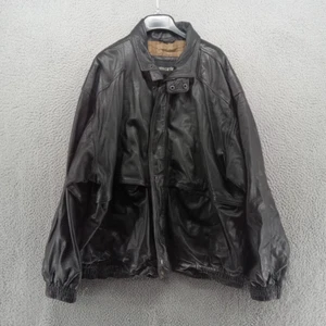 Vtg Pierre Cardin Leather Jacket Mens XL Black Bomber Lambskin Full Zip - Picture 1 of 8