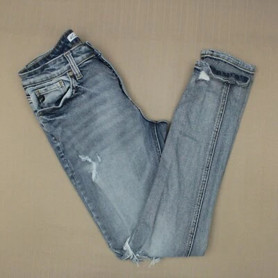 Pantalones de mezclilla KanCan tiro alto boyfriend para mujer talla 25 desgastados lavado medio Foto 1 de 4