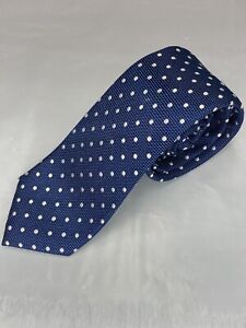 Countess Mara Mens Silk Tie Blue White Polka Dot 3” X 62” Mens Necktie 