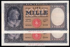 Repubblica - 1000 Lire Medusa 1959 Consecutive NC qFDS / aUNC Expertise - Bild 1 von 8