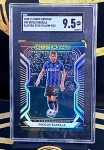 2020 Panini Obsidian Nicolo Barella Etch Yellow 9/10 Inter Milan SGC 9.5 Italy - Picture 1 of 3