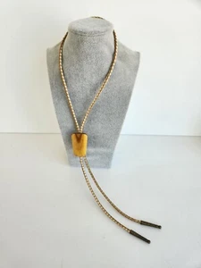 Stunning Bolo Tie Natural Wooden Circle Western Two Tones Braided Cord Rodeo - Picture 1 of 5