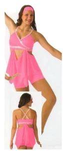 Suddenly Adult Large Dance Costume Lyrical Ballet Lined Crop Top With Shorts New - Picture 1 of 3