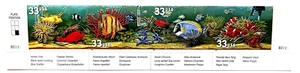 Aquarium Fish (1999) US SC#3317-3320 –Plate Strip of 4 with Descriptions 33c MNH - Picture 1 of 2