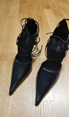 damen pumps schwarz leder gr.39 - Immagine 1 di 4