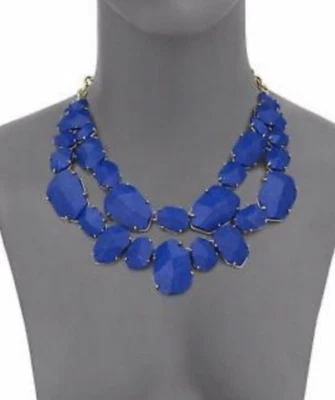 Collar enchapado en oro Kate Spade gemas de cantera de lapislázuli azul doble declaración Foto 1 de 4