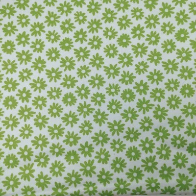 Tim Coffey for Springs Creatives Cotton Fabric White with Green Flowers 2 Yards - Image 1 of 4
