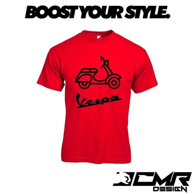 Camiseta Fan Club Vespa T-Shirt Negra Blanca Roja Amarilla Unisex - Imagen 1 de 2