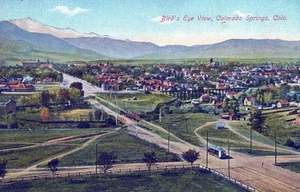 COLORADO SPRINGS CO - Colorado Springs Birdseye View Postcard - Picture 1 of 2