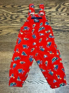 OshKosh Vintage Cord Overall Mäuse bei der Arbeit 12 Monate Bau Print rot - Bild 1 von 8