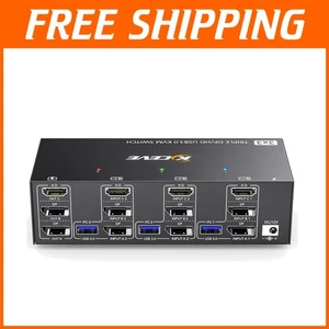 Interrupteur KVM Triple Moniteur Ultra Rapide avec USB 3.0 et Télécommande Filaire - Photo 1/11