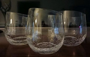 Pier 1 Angled Rim Crackle Stemless Wine Glasses - Set/3 - Picture 1 of 6