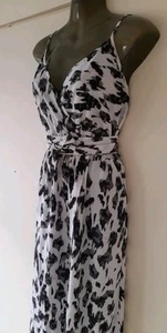 Lovely Animal Print Shein Wrap Effect Dress, Split, Belted. Lightweight. 14 - Picture 1 of 10