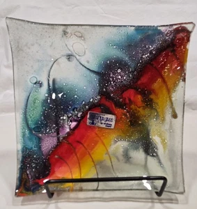 Vtg Nahariya Art Fused Glass Andreas Meyer Trinket Dish 6x5 - Picture 1 of 8