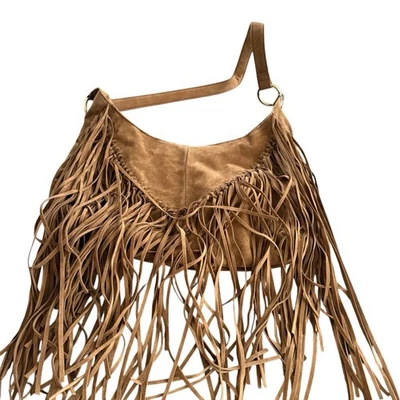 复古 Yoki 单肩包条纹波西米亚人造麂皮绒 — 第 1/4 张图片