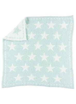 Acogedora Manta Bebé 30X30 Aqua Estrellas Y Corazones Rosados Microfibra Reversible Foto 1 de 3