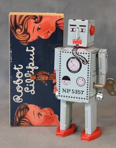 Vintage Tobar Lilliput Robot MS 397 Clockwork Tin Robot Toy Boxed New Old Stock - Picture 1 of 5